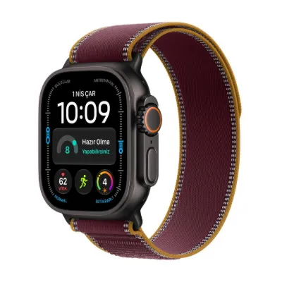Apple Watch Ultra 4 GPS + Cellular, 49mm Siyah Titanyum Kasa ve Burgonya Trail Loop - M/L