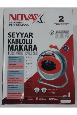 Novax Plastik Gövde 4 lü Grup Makaralı Uzatma Kablo 3x2.5 30mt