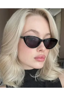 funeyes Carat Cat Eye Siyah 46 Ekartman küçük cat eye gözlük popüler Güneş Gözlüğü