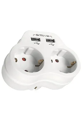 VİKO Yonca Priz – Ikili Topraklı, 2a Usb Çıkışlı, 2li, Beyaz