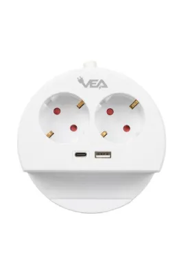 electroon VE- G1102C 2'li USB+ Type-C Girişli Anahtarlı 1.5 Metre Grup Priz