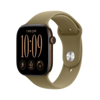 Apple Watch Series 12 GPS 42mm Koyu Bronz Alüminyum Kasa ve Klasik Zeytin Yeşili Spor Kordon - M/L