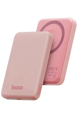 Energea X Bazic GoPower Snap 5K 3in1 5.000 mAh 20W PD Kablolu ve 15W Kablosuz Hızlı Şarj Magsafe Powerbank - Pembe