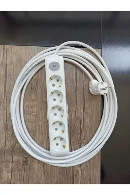 VİKO Multi-let Anahtarlı 5'li Priz 15 Metre 3x1.5 Mm Uzatma Beyaz 15 Mt.