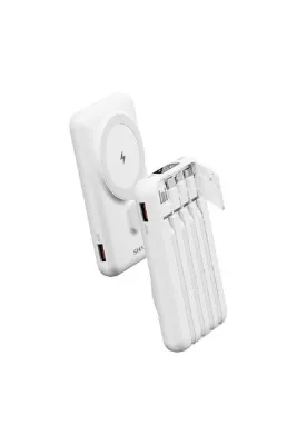 shaza 10.000 Mah Kendinden Kablolu Magsafe Taşınabilir Şarj Cihazı Beyaz