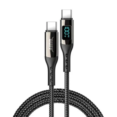Buff 100W Type-C-Type-C 1.2m Dijital Ekranlı Kablo