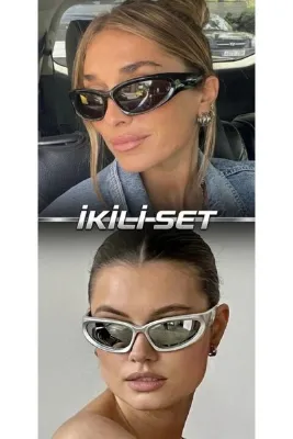 LOOKUP UZAY- Unisex Güneş Gözlüğü 2'Lİ SET Spor Uzay Yeni Model Tarz Uv 400 Ce Belgeli Tekno Sezon Sunglasses Eyewear