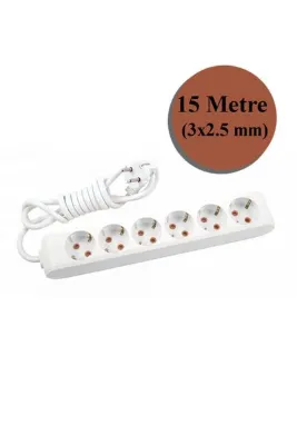VİKO Multi-let 6 Lı 3*2,5 Mm Ttr 15 Metre Uzatma Kablosu Seyyar Uzatma Kablosu