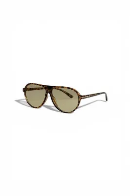 COOLANDBETTER Sepia Air Unisex Leopar Açık kahverengi camlı Pilot Güneş Gözlüğü | UV400 Koruma