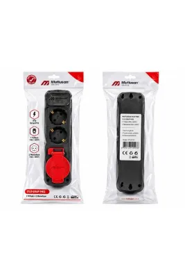 Mutlusan Electric Mutlusan 3’lü Grup Priz 1 Trifaze 2 Monofaze IP44 Kapaklı Siyah