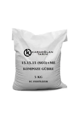 karaoğlan tarım 15.15.15 Npk Süper Kompoze Kükürt İz Element Katkılı Ağaç Sebze Meyve ve Çim Gübresi (3x15) 5 kg
