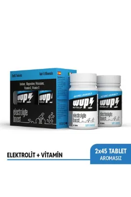 Water Up WUP Electrolyte Boost, Sodyum, Potasyum, Magnezyum, Tuz Hapı, 45x2 Çiğneme Tableti, Aromasız