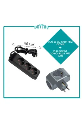 VİKO 50 CM / 3'LÜ SİYAH GRUP PRİZ + GRİ YONCA PLUS GOLYAT PAKET / ÖZNUR KABLO KULLANILIR /SİZİN İÇİN