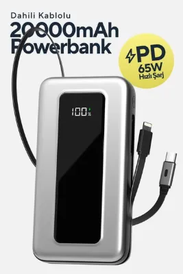 S-LINK IP-G20M 20000mAh PD65W Makaralı Mavi LCD Taşınabilir Pil Şarj Cihazı Powerbank
