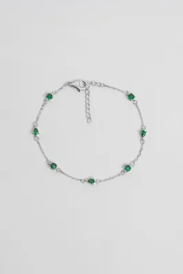 So CHIC... Zümrüt Esintisi 18 Ayar Beyaz Altın Kaplama 19 Cm Gümüş Minimal Bileklik