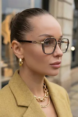 Chunky Frame Ecş Unisex Gold Siyah Mavi Işık Filtreli Blue Block Kare Gözlük