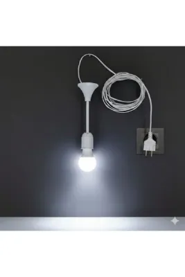 icon line 3 Metre Seyyar Uzatma Aydınlatma Kablosu + 9 Watt Led Ampül