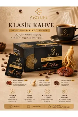AYOS LİFE Reishi Mantarlı ve Ginsengli Klasik Kahve