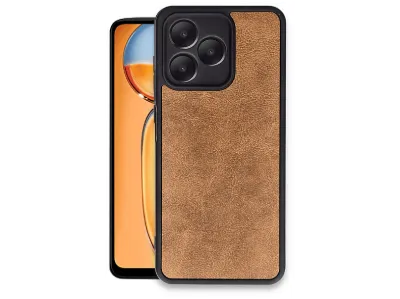 NEWFACE Realme Note 50 4G Uyumlu Aras Deri Kapak Telefon Kılıfı Taba