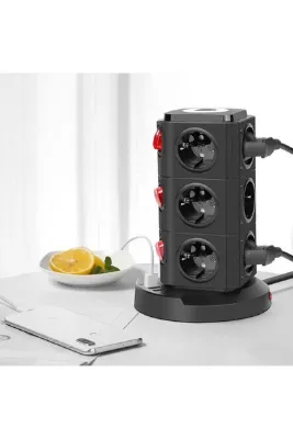 SMAYLİNG Masa Üstü çoklu priz 12 Anahtar 3 USB Giriş Ofis Masası Kablo Toplayıcı Wireless Kablosuz şarj