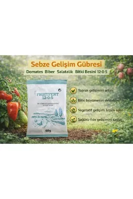karaoğlan tarım Domates Biber Salatalık Bitki Besini Sebze Gelişim Gübresi 12-0-5 Fruitfert 60 g