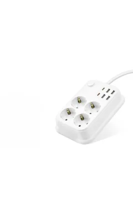Skygo Topraklı Termal Akım Korumalı Uzatma Kablosu Anahtarlı 4 Priz 4 Usb 2 Type-C 2 M Beyaz SH4629