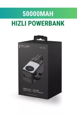 WUNİT Powerbank 50000 Mah Pd 22,5w Süper Hızlı Şarj 6 Portlu Kendinden Şarjlı Taşınabilir Şarj Cihazı