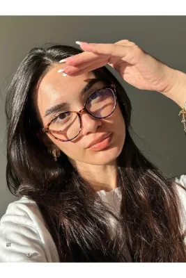 funeyes Victoria Leopar Cat Eye Mavi Işık Korumalı Blue Block Gözlük (küçük -orta boy )