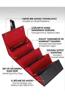 zyc El Yapımı Deri 5'li Gözlük Saklama Ve Taşıma Çantası