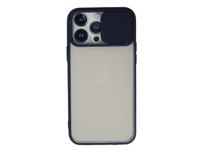 NEWFACE iPhone 13 Pro Max Uyumlu Palm Buzlu Kamera Sürgülü Silikon Telefon Kılıfı Lacivert