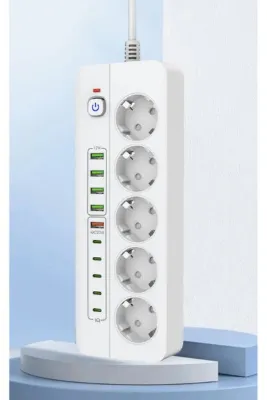 ROSE TEKNOLOJİ AKIM KORUMALI 5 PRİZ / 5 USB / 5 TYPE-C GİRİŞLİ 2 M UZATMA KABLOLU PRİZ