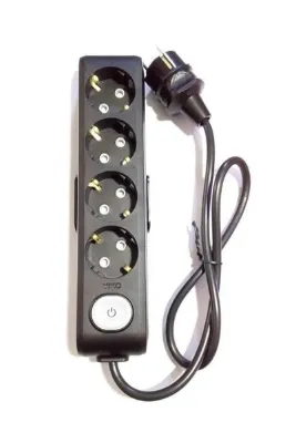 VİKO Siyah Multi-let 4'lü Anahtarlı Topraklı Çocuk Korumalı Grup Priz 70 Cm