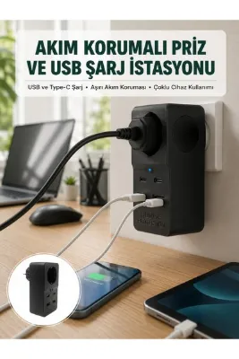 OEM Isıya Dayanıklı Pc Gövdeli Akım Korumalı Priz 4 Usb Yeni Nesil