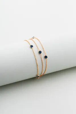 So CHIC... Üç Sıra Zirkon Taşlı 18 Ayar Rose Altın Kaplama 19 Cm Gümüş Bileklik