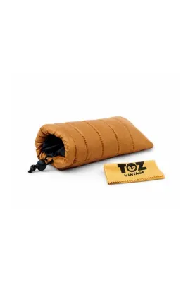 Toz Vintage Sarı Şişme Puf Gözlük Kılıfı Yumuşak Koruyucu Kese Şişme Gözlük Kılıfı Çok Amaçlı Dolgulu Koruyucu Taşıma Çantası Büzgülü Puffer Tasarım