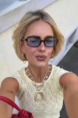 REN EYEWEAR MİUX LEOPAR MAVİ KARE GÜNEŞ GÖZLÜĞÜ KADIN MODERN YENİ SEZON
