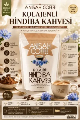 Anisah Coffee Kolajenli Hindiba Kahvesi 150 Gr Vanilya Aromalı Çözünebilir Kahve Karışımı ☕✨