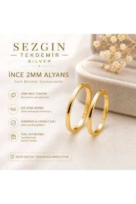 sezgin 925 Ayar Gümüş 2 mm İnce Bombeli Alyans