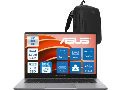 ASUS ExpertBook P1 P1403CVA FHD 1920x1080 S PC516512G0DF14 Intel Core 5 210H 32 GB RAM 2 TB SSD 14 inç FreeDOS Laptop+Çanta Siyah