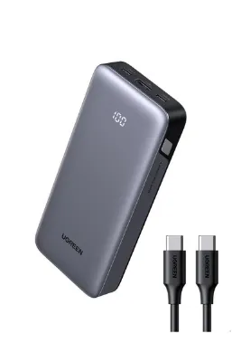 Ugreen Nexode 20.000 mAh 30W Hızlı Şarj Powerbank, USB-C Kablo Dahil, 2xUSB-C, 1xUSB-A, 55989B