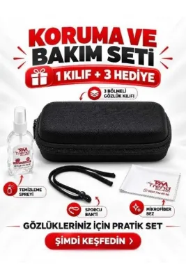 TrendMilano 3 Bölmeli Koruyucu Gözlük Ve Klips Saklama Kutusu Sert Kapak Seyahat Kılıfı