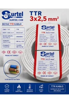 SURTEL KABLO Tam bakır Surtel 3x2,5 ttr kablo
