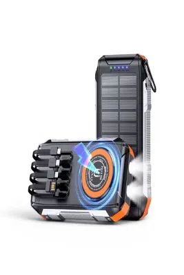 ULTRATEKNO FC-30 30000 mAh Solar Powerbank PD 22.5W Hızlı Şarj 15W Kablosuz Şarj Çift LED Fenerli Taşınabilir Şarj Cihazı