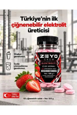 Zeyo Crew Çiğnenebilir Elektrolit Tablet - Çilek Aromalı (60 Tablet / 108g)