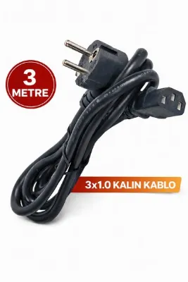 nelerbulurum YÜKSEK KALİTELİ 3 Metre Monitör Samsung Lg Tv Power Kablosu Güç Elektrik Kablosu 3X1 MM Bilgisayar, monitör, televizyon, yazıcı, projektör, oyun konsolu power kablosu