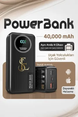 EN SİGA Powerbank 40.000 Mah 22.5W Hızlı Şarj Destekli Dahili 4 Kablolu Taşınabilir