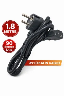 nelerbulurum YÜKSEK KALİTELİ 1.8 Metre L tip Monitör Samsung Lg Tv Power Kablosu Güç Elektrik Kablosu 3X1 MM
