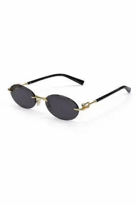 TomyHelf 3104D 6216S4 UV400 Korumalı Siyah Renk Gold Detaylı Kadın Güneş Gözlüğü