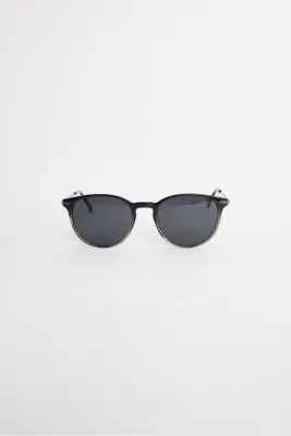 Tudors Unisex Oval Siyah Çerçeve Metal Saplı Güneş Gözlüğü