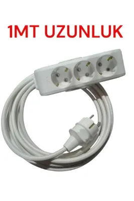 VİKO 3lü Grub Priz Ara Kablosu Uzatıcı Viko 1.2.3.4.5....20 mt kablo uzunluk seçiniz ( uzunluk 1 mt )